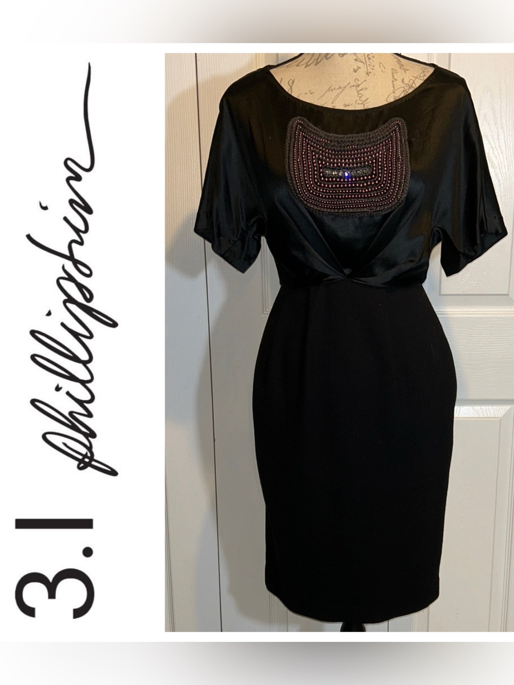 3.1 Phillip Lim Tribal Inspired Beaded Embroidered Detail Wool Blend Dress Sz 0